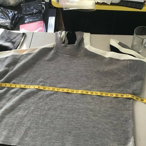 Tommy Hilfiger Women's Gray Black Stripes Textured Logo Hoodie Sweatshirt Size L - Picture 9 of 11